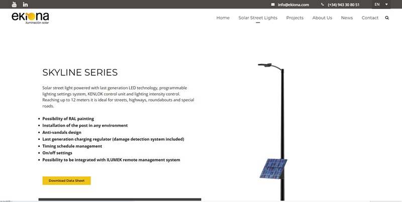 EKIONA Solar Lighting produce solar street light 